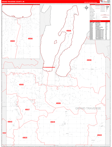Grand Traverse County Map Book Red Line Style